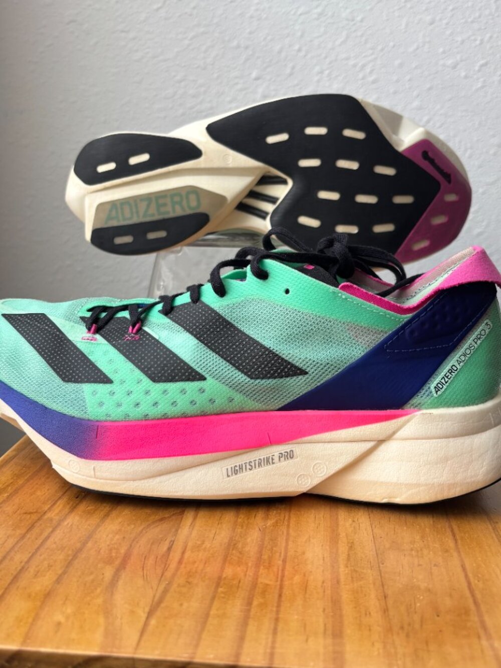 adidas Adizero Adios Pro 3 Pulse Mint Lucid Blue GW4249 Running Shoes Men Size 8 - Picture 4 of 17